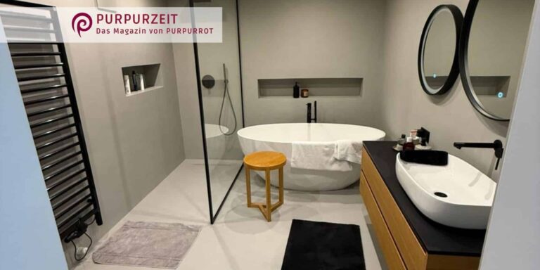 Fugenlos wohnen – Reihenhaus Unterkärnten Fugenloses Badezimmer im Reihenhaus in Unterkärnten