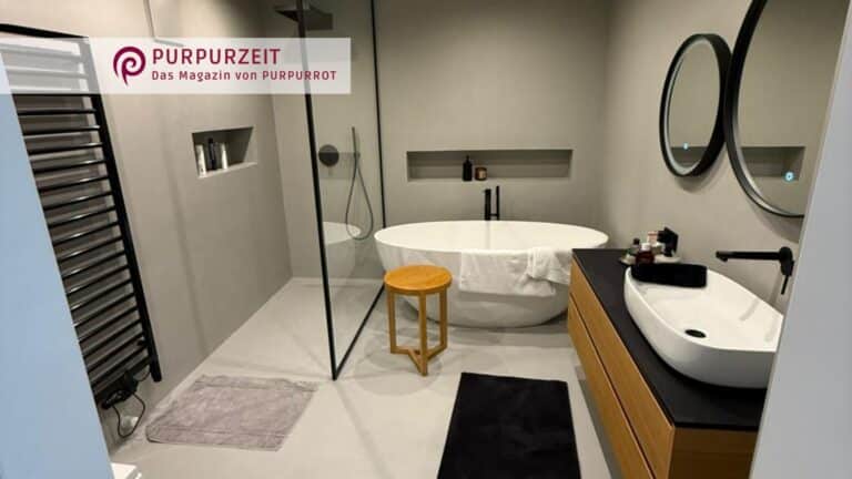 Fugenlos wohnen – Reihenhaus Unterkärnten Fugenloses Badezimmer im Reihenhaus in Unterkärnten
