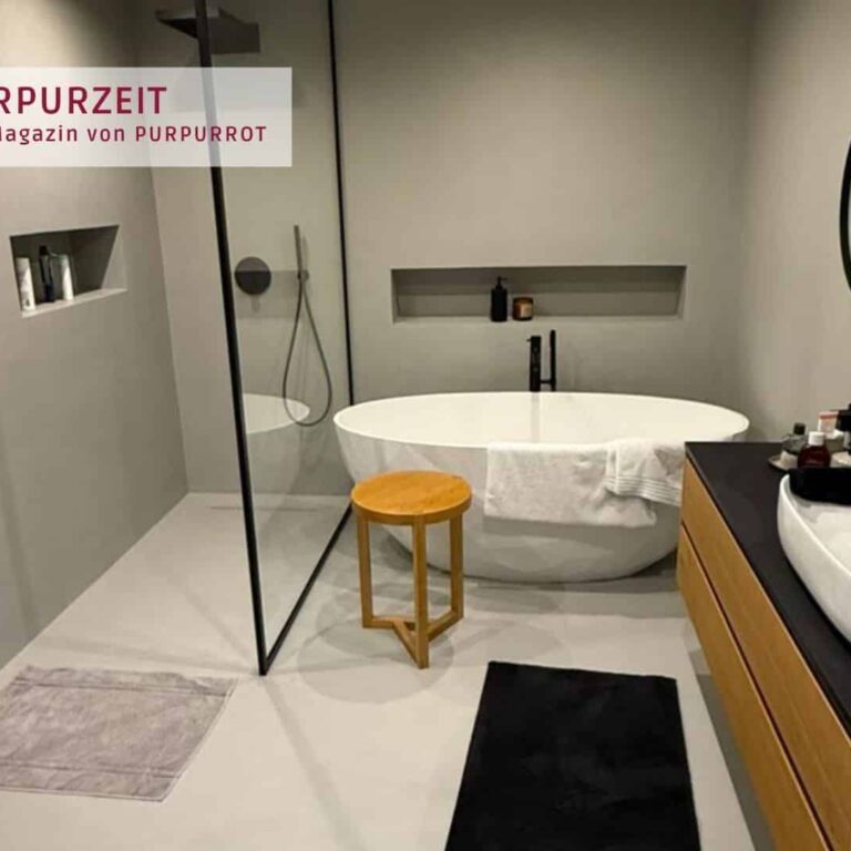 Fugenlos wohnen – Reihenhaus Unterkärnten Fugenloses Badezimmer im Reihenhaus in Unterkärnten